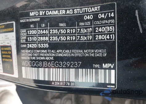 2014 Mercedes-Benz Glk 350 4Matic from USA, damaged, VIN WDCGG8JB6EG329237